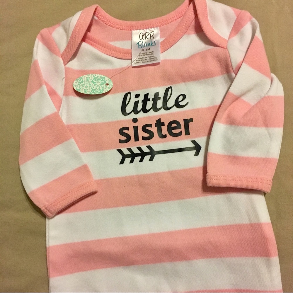 NWT, 0-3 mth Little Sister bubble gown
